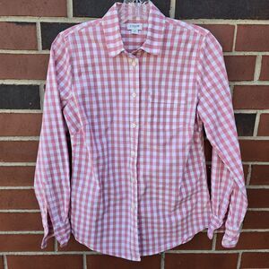 J. Crew Women's White Pink Plaid Long Sleeve Button Cotton Shirt Size XS